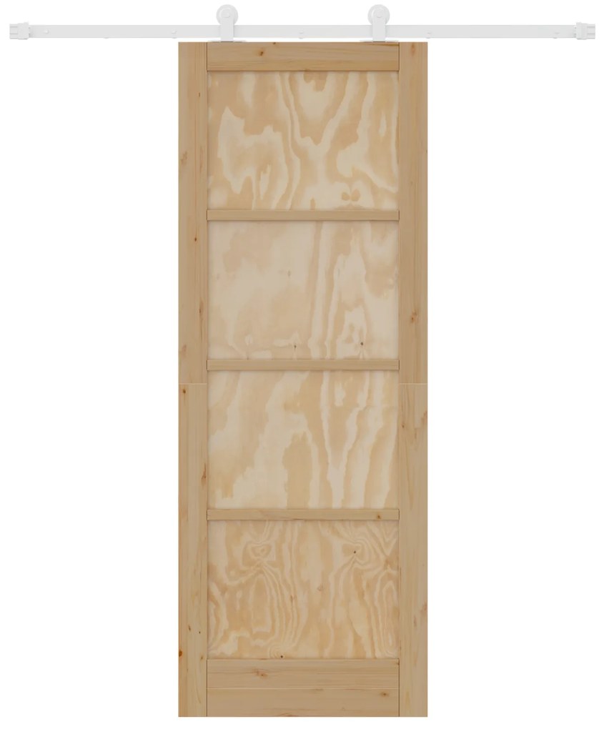 vidaXL Συρόμενη Πόρτα με Σετ Εξαρτημάτων 78x211 cm Συμπαγές Ξύλο Πεύκου