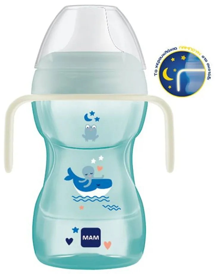 Ποτηράκι Με Χερούλια Fun to Drink Cup Night 463B 270ml 8+ Μηνών Blue Mam 270ml Plastic