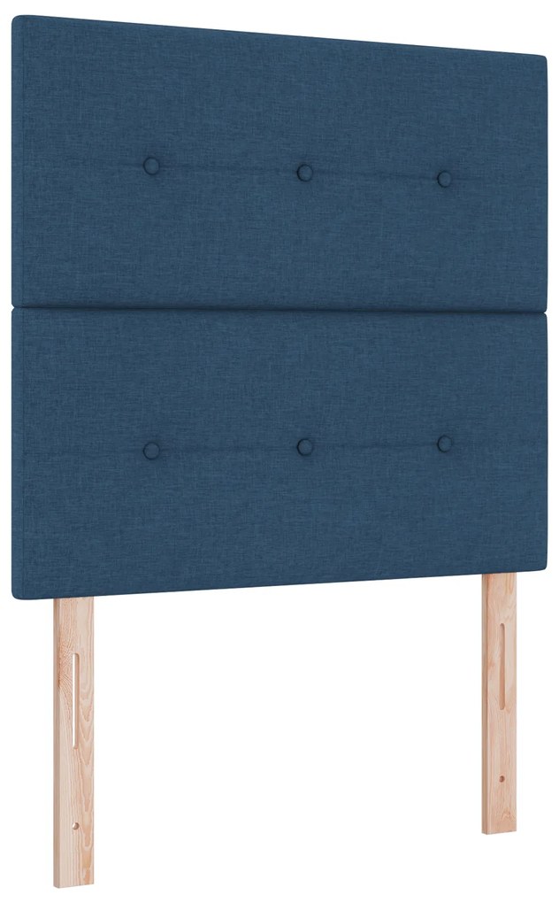 vidaXL Κρεβάτι Box Spring με Στρώμα & Πάγκο Μπλε 120x200 εκ Υφάσματος