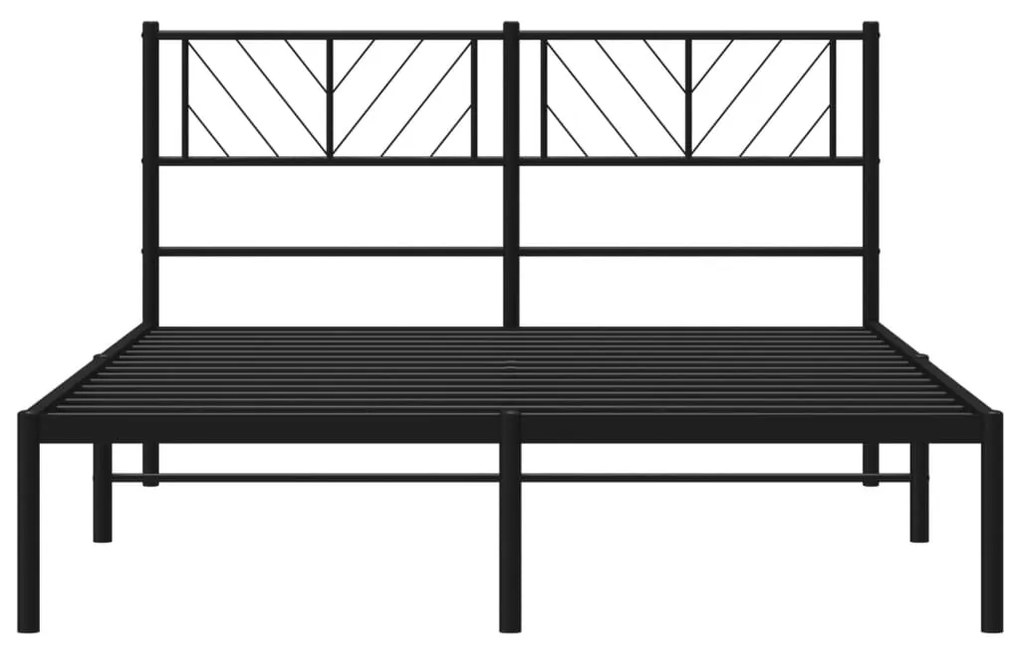 Πλαίσιο Κρεβατιού με Κεφαλάρι Μαύρο 150 x 200 εκ. Μεταλλικό - Μαύρο