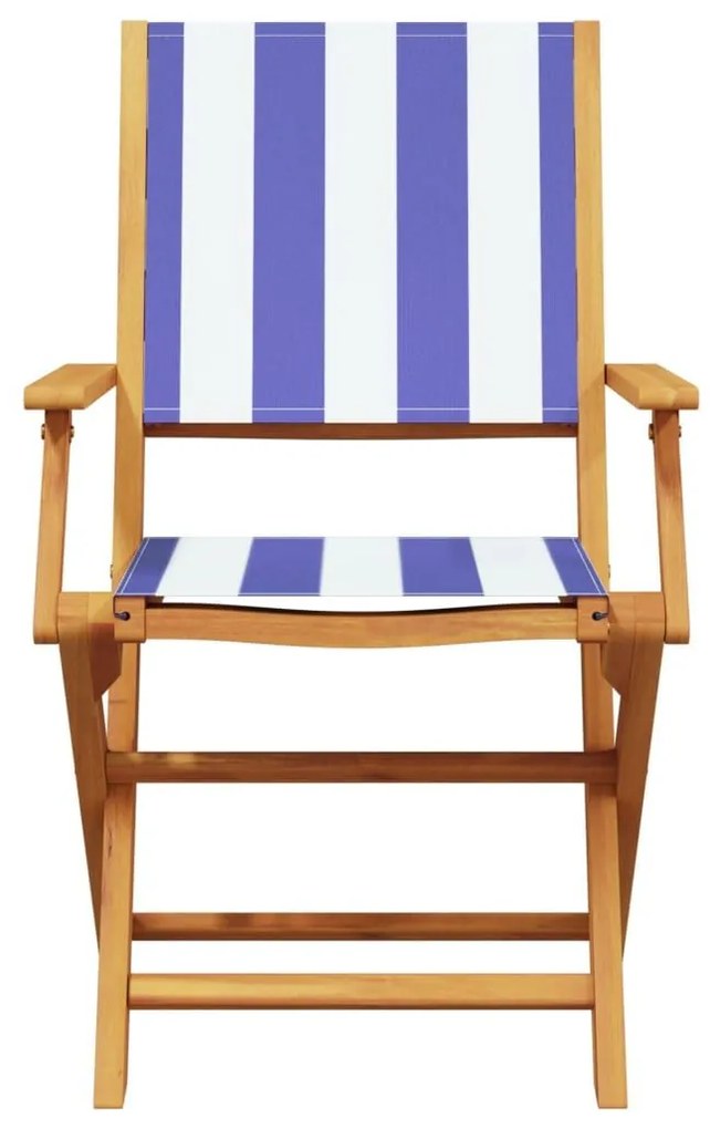 Καρέκλες Κήπου 2τεμ. Μπλε / Λευκό Μασίφ Ακακία &amp; Ύφασμα - Μπλε