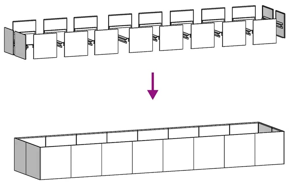 Ζαρντινιέρα 360x80x40 εκ. από Γαλβανισμένο Ατσάλι - Ασήμι