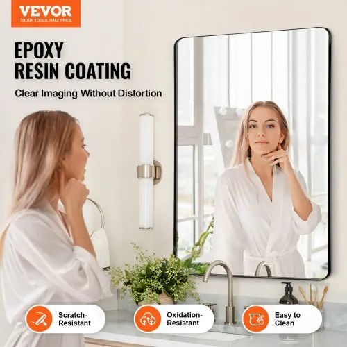 VEVOR Square Wall Mounted Mirror 22&quot; x 30&quot; Mirror with Aluminium Alloy Frame