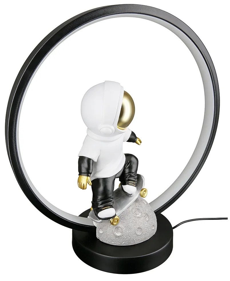 Τραπέζι Λάμπα (Led) Astronaut "Apollo" Πολυρεζίνη Μαύρο Γκρι PU 30.5x14.5x33cm