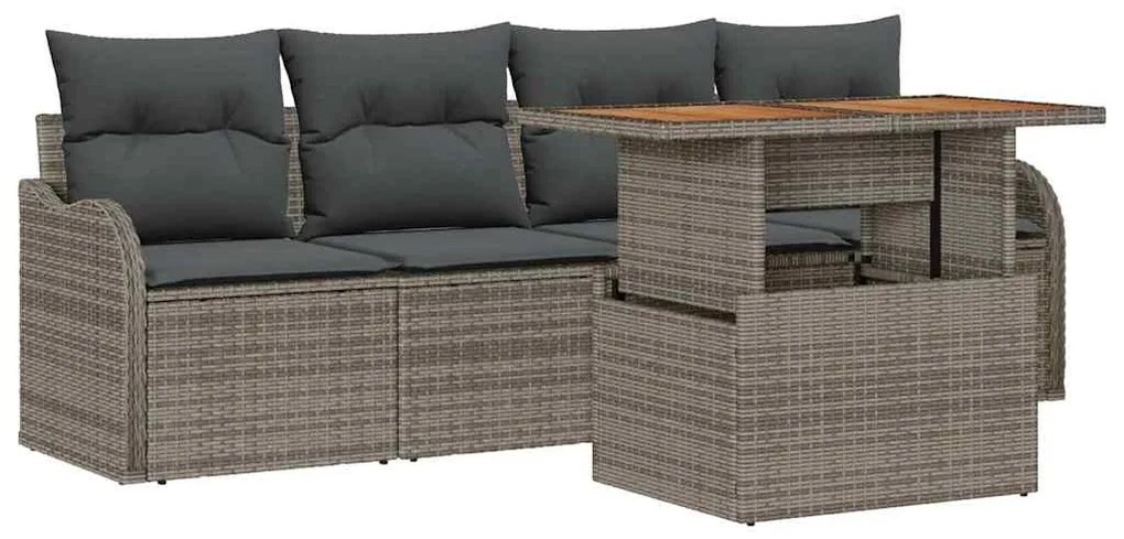 vidaXL Σετ Καναπέ Κήπου με μαξιλάρι 5 pcs Γκρι 100 x 55 x 73 εκ