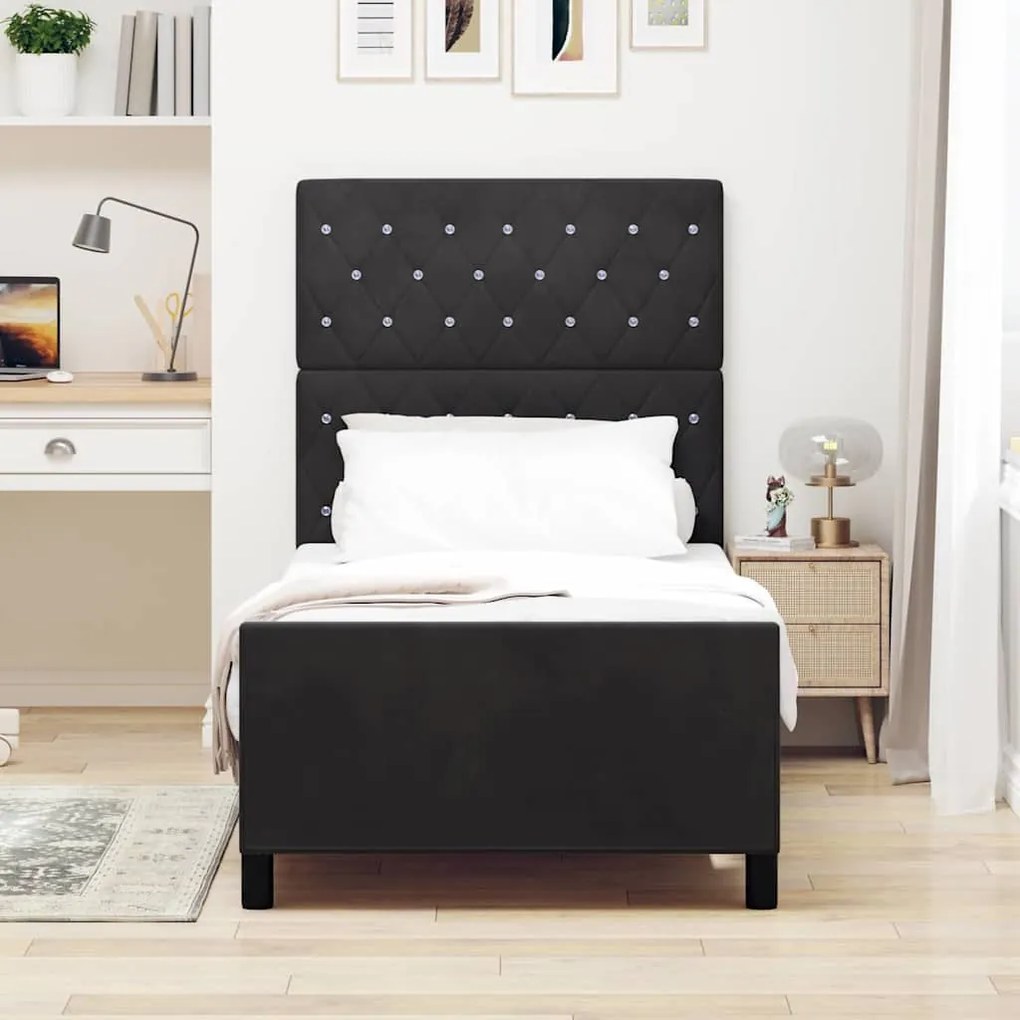 vidaXL Σκελετός Κρεβατιού με κεφαλάρι Μαύρο 90 x 190 cm Βελούδο