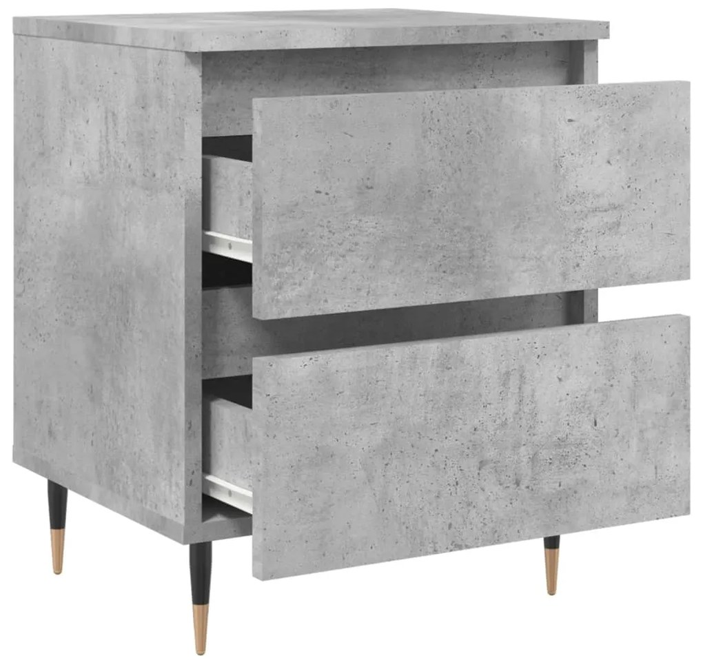 vidaXL Κομοδίνα 2 τεμ. Γκρι Σκυροδ. 40x35x50 εκ. Επεξεργασμένο Ξύλο