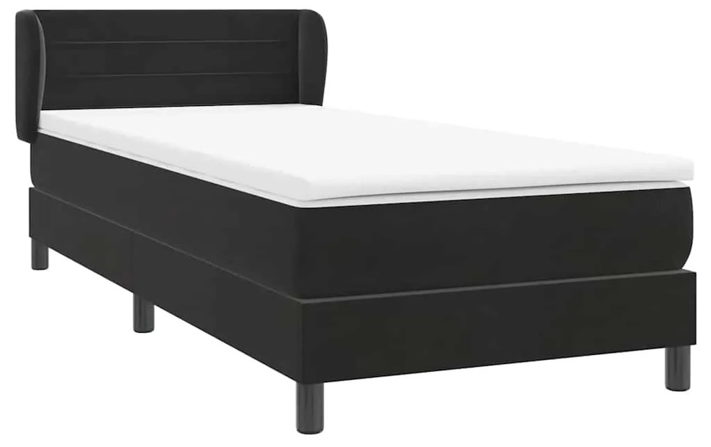 vidaXL Κρεβάτι Boxspring με Στρώμα Μαύρο 90x210 εκ. Βελούδινο