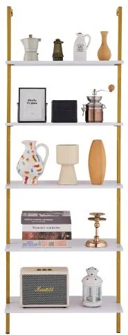 VEVOR Industrial Square Pipe Shelf 5 Tier 24x11.8in Wall-Mount Gold White