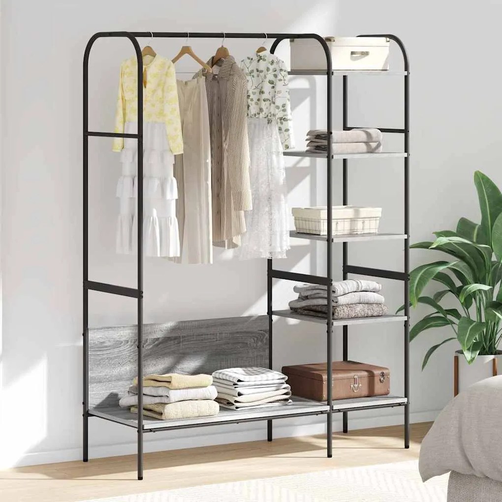 Ράφι Ρούχων με ράφι Γκρι 120 x 44 x 160 εκ Επεξεργασμένο ξύλο