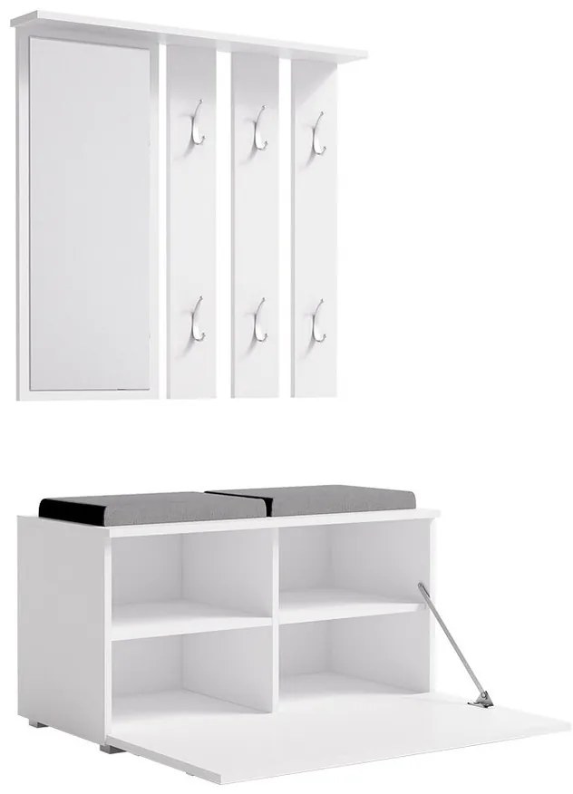Σετ διαδρόμου Mandeville 103, 85x35cm, 31 kg, Καθρέφτης, Άσπρο, Πλαστικοποιημένη μοριοσανίδα, Τοίχου, Εντοιχισμένη | Epipla1.gr