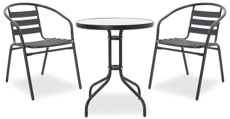 Τραπεζαρία κήπου Tade-Watson σετ 3τεμ pakoworld μέταλλο μαύρο