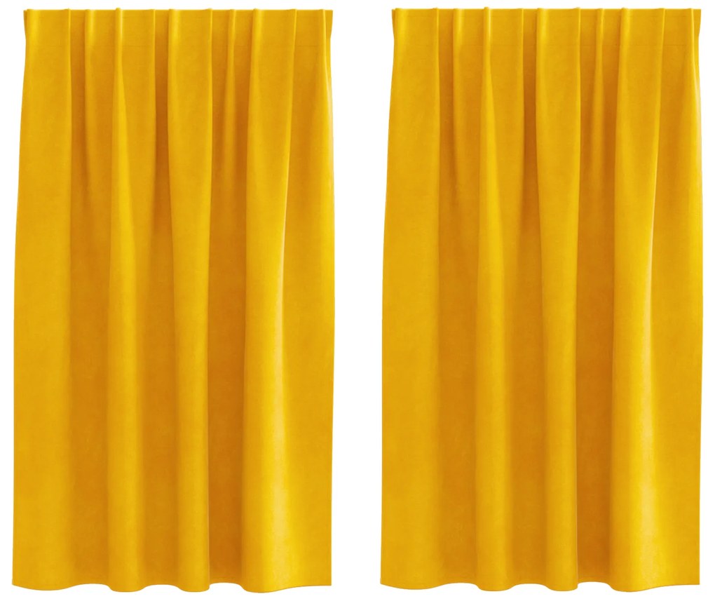 vidaXL Κουρτίνες 2 pcs κίτρινο μουσταρδί 140 x 140 cm Βελούδο