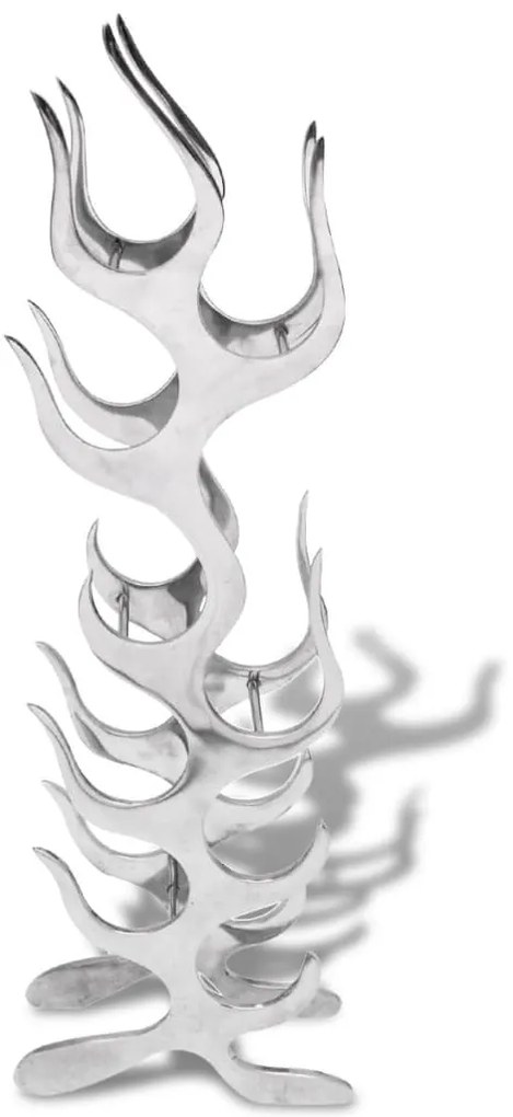 vidaXL Ραφιέρα Κρασιών &quot;Φλόγα&quot; για 9 Μπουκάλια Ασημί από Αλουμίνιο