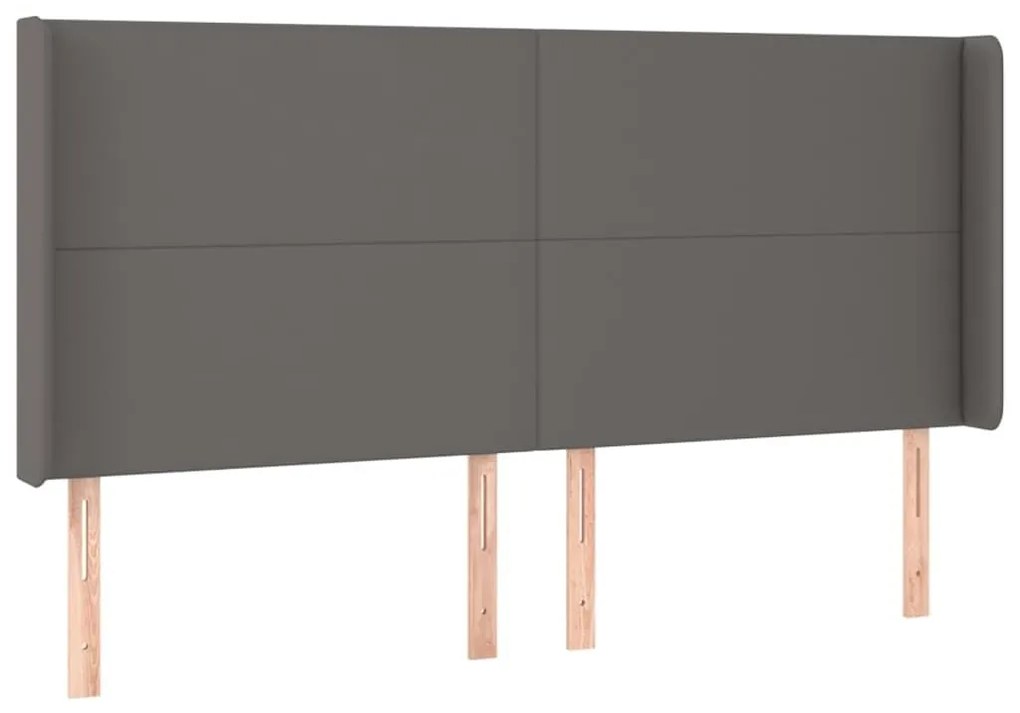 Κεφαλάρι με Πτερύγια Γκρι 163x16x118/128 εκ. Συνθετικό Δέρμα - Γκρι