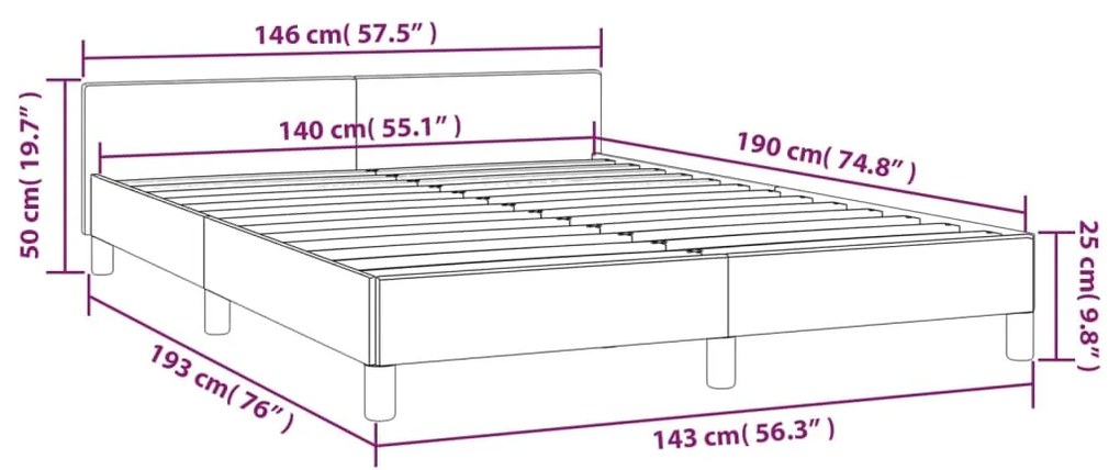 Σκελετός Κρεβατιού Χωρίς Στρώμα Taupe 140x190 εκ. Υφασμάτινο - Μπεζ-Γκρι