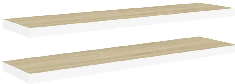 vidaXL Ράφια Τοίχου 2 τεμ. Δρυς / Λευκά 90 x 23,5 x 3,8 εκ. από MDF
