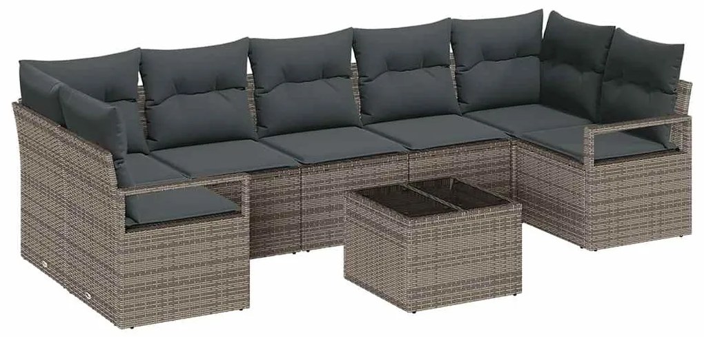 vidaXL Σετ Καναπέ Κήπου 8 pcs Γκρι 55 x 55 x 37 εκ συνθετικό ρατάν