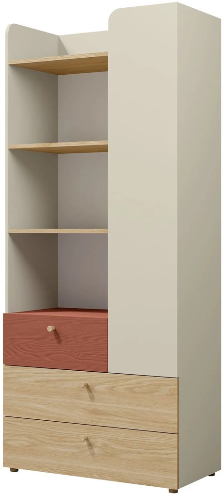 Βιβλιοθήκη Yuki 1D 3S tall-Korali - 80.00Χ40.00Χ185.00cm