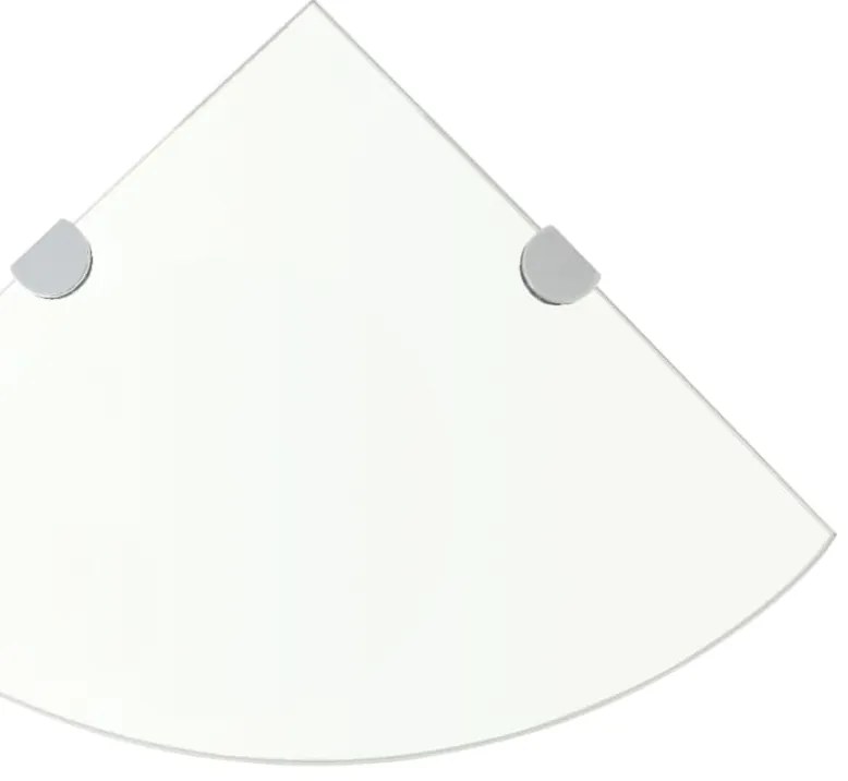 vidaXL Ράφια Γωνία 2 τεμ Διάφανα 25x25 εκ Γυάλινα + Στηρίγματα Χρωμίου