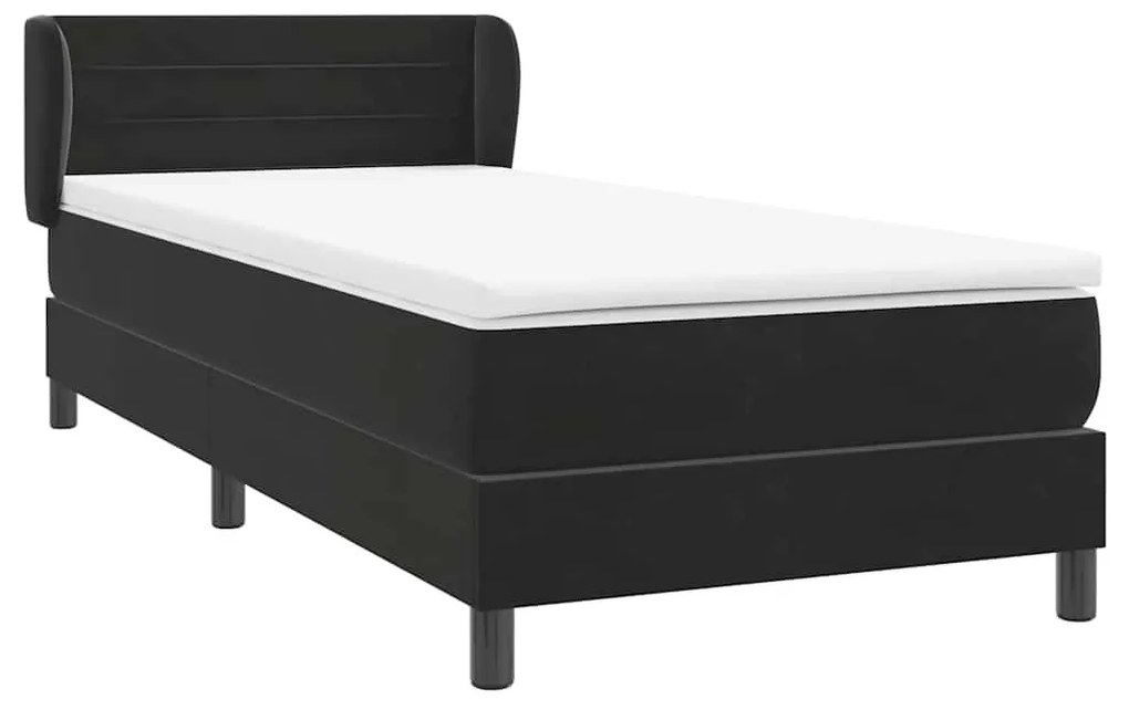 Box Spring Κρεβάτι με στρώμα Μαύρο 100x210 cm Βελούδινο - Μαύρο