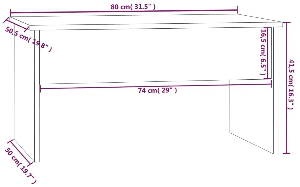 Τραπεζάκι Σαλονιού Γκρι Σκυρ. 80x50,5x41,5 εκ. Επεξεργ. Ξύλο - Γκρι