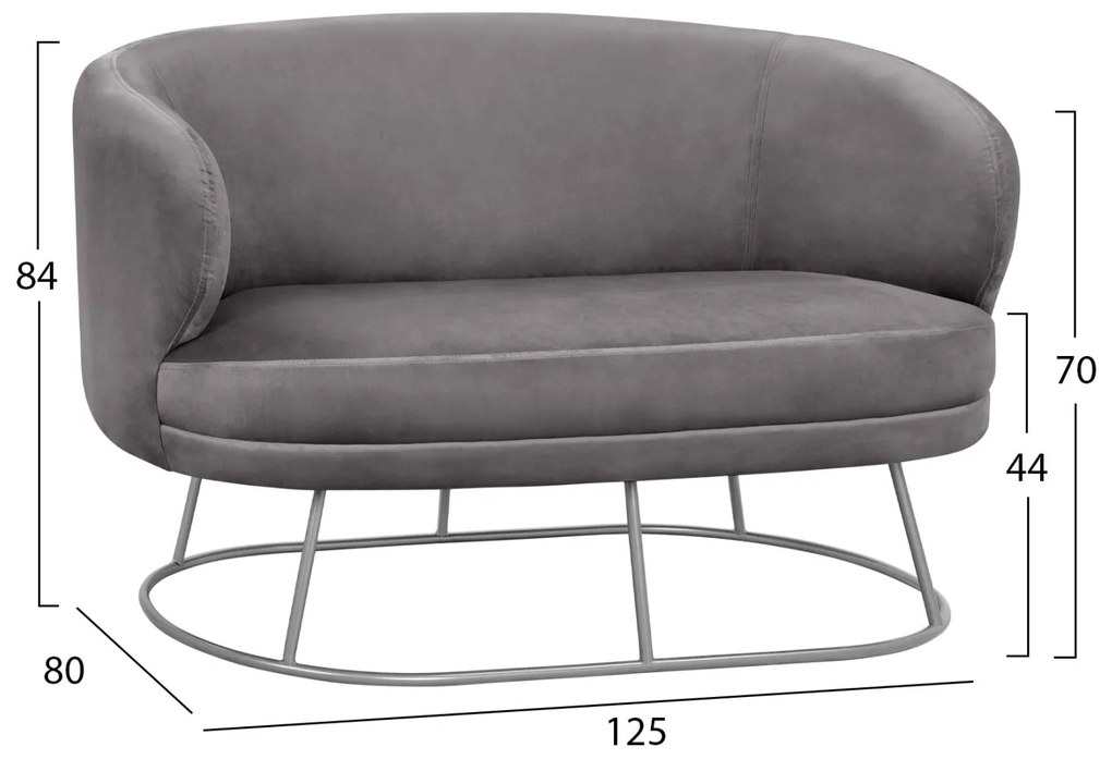 Σετ σαλονι ARIEN 3 τεμ σε Γκρι Βελούδο και Ασημί Βάση