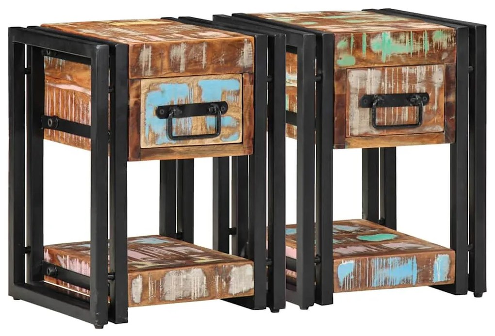 vidaXL Κομοδίνο 2 pcs 30 x 30 x 40 cm Μασίφ ανακυκλωμένο ξύλο