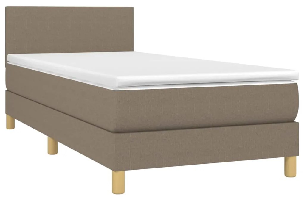 vidaXL Κρεβάτι Boxspring με Στρώμα & LED Taupe 80x200 εκ. Υφασμάτινο