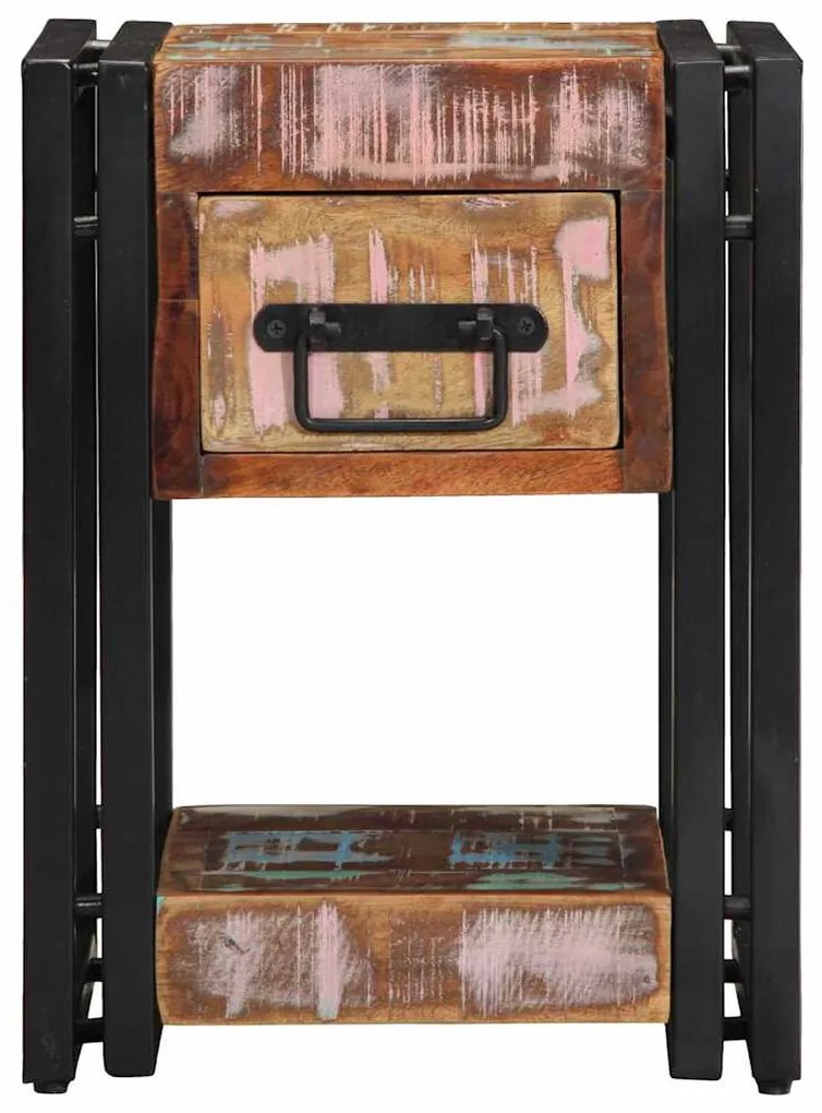 vidaXL Κομοδίνο Πολύχρωμο 30 x 30 x 40 cm Μασίφ ανακυκλωμένο ξύλο