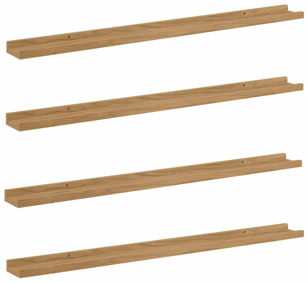 vidaXL Ράφι Τοίχου 4 pcs Καφέ 100 x 9 x 3 cm Επεξεργασμένο ξύλο