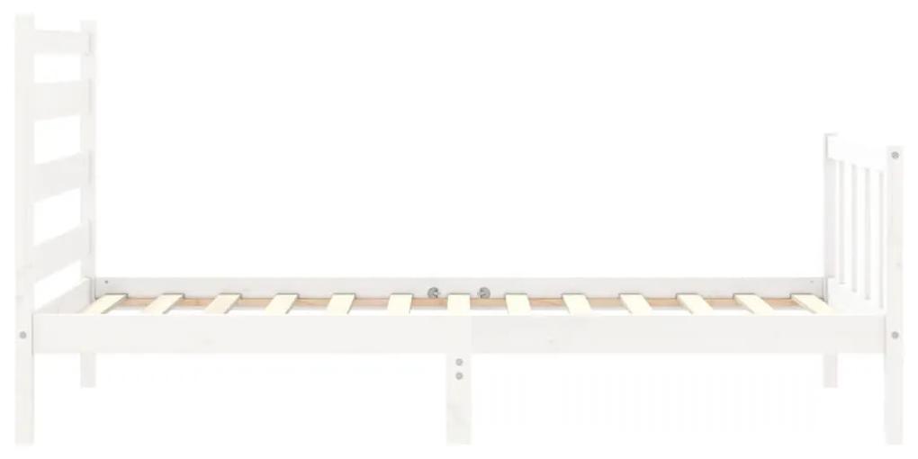 Πλαίσιο Κρεβατιού με Κεφαλάρι Λευκό 90x190 εκ. Μασίφ Ξύλο - Λευκό