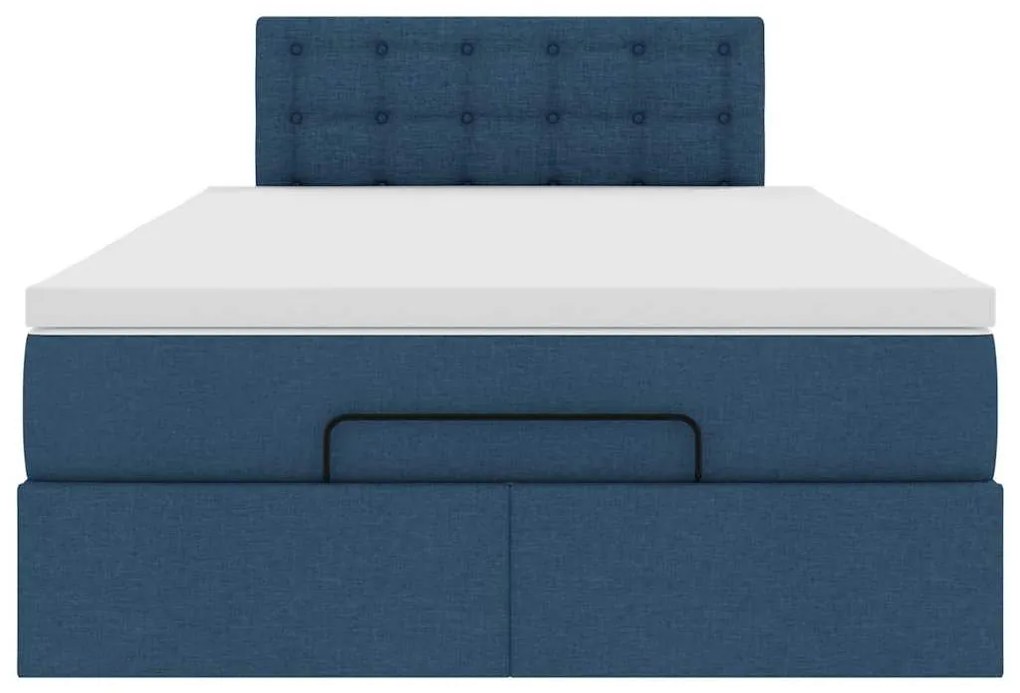 vidaXL Οθωμανικό κρεβάτι με στρώμα μπλε 120x200cm ύφασμα
