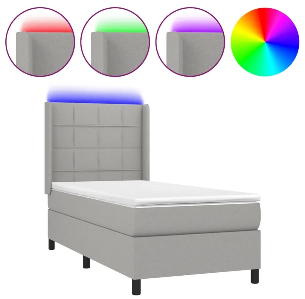 ΚΡΕΒΑΤΙ BOXSPRING ΜΕ ΣΤΡΩΜΑ &amp; LED ΑΝ.ΓΚΡΙ 80X200 ΕΚ. ΥΦΑΣΜΑΤΙΝΟ 3138269