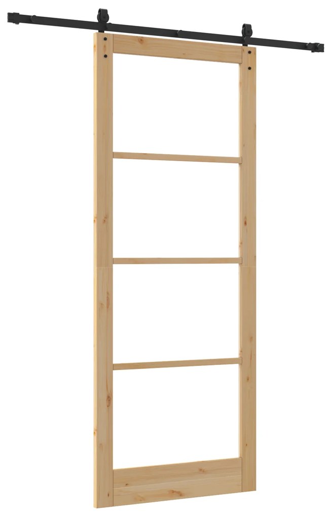 vidaXL Συρόμενη Πόρτα με Σετ Εξαρτημάτων 93x232 cm Μασίφ Ξύλο Πεύκου