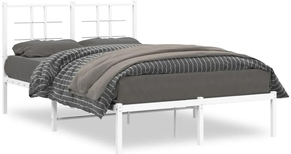 vidaXL Πλαίσιο Κρεβατιού με Κεφαλάρι Λευκό 120 x 200εκ. Μέταλλο