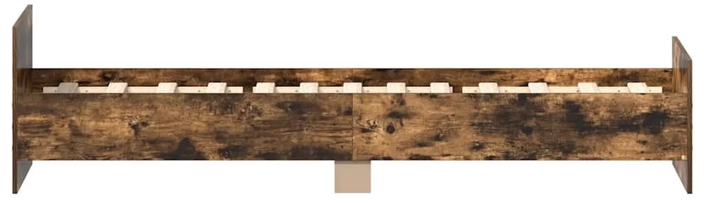 vidaXL Πλαίσιο Κρεβ. Χωρ. Στρώμα Καπνιστή Δρυς 90 x 190 εκ. Επεξ. Ξύλο