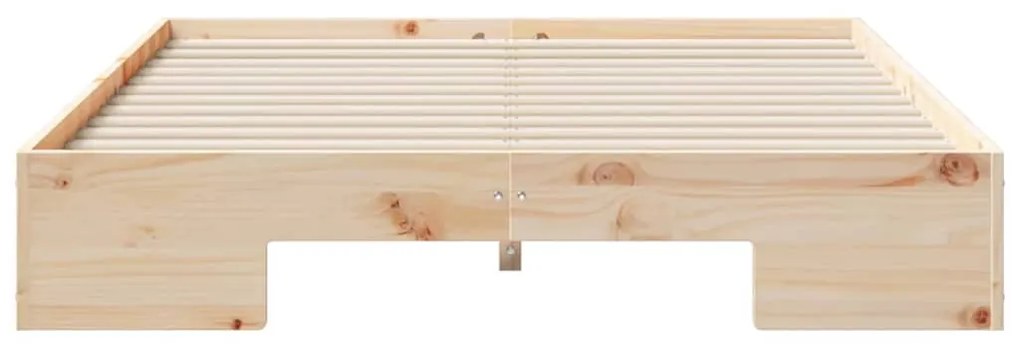 vidaXL Κρεβάτι δαπέδου Καφέ 140 x 190 cm Μασίφ ξύλο πεύκου