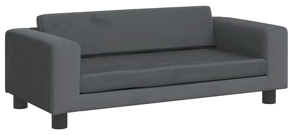 vidaXL Καναπές Παιδικός με Υποπόδιο Σκ. Γκρι 100x50x30 εκ. Βελούδινος
