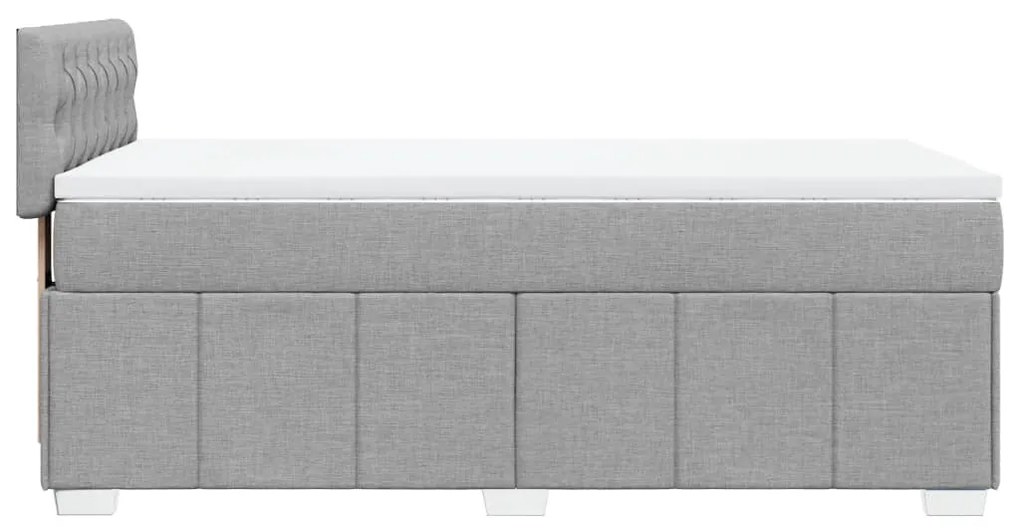 vidaXL Κρεβάτι Boxspring με Στρώμα Ανοιχτό Γκρι 90x200 εκ. Υφασμάτινο