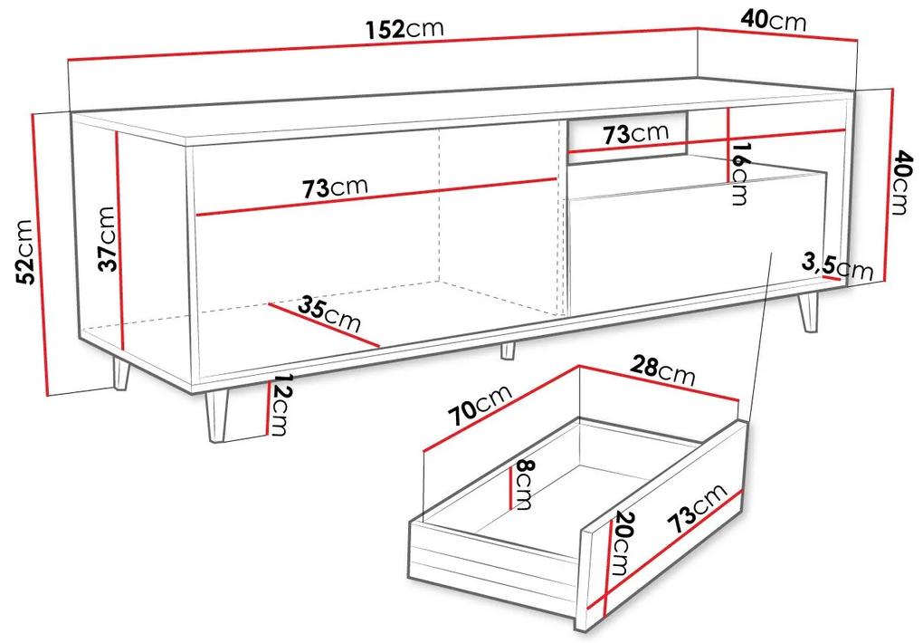 Τραπέζι Tv Comfivo L108, Artisan βελανιδιά, 152x52x40cm, 28 kg | Epipla1.gr