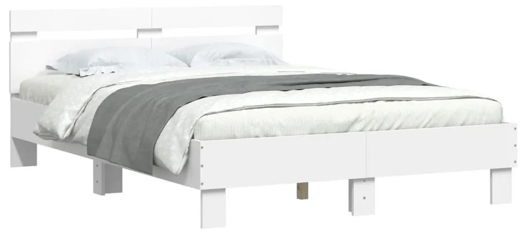 Πλαίσιο Κρεβατιού με κεφαλάρι Λευκό 135x190 εκ Επεξεργ. Ξύλο - Λευκό