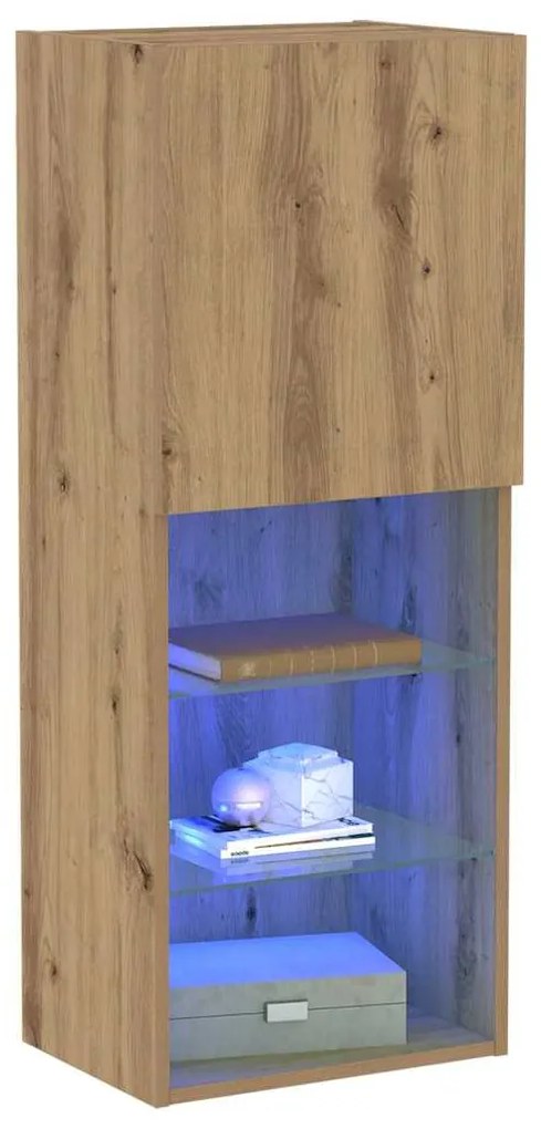 vidaXL Ντουλάπα τηλεόρασης με LED φώτα Τεχνονομιχερή Δρυς 40,5x30x102 εκ