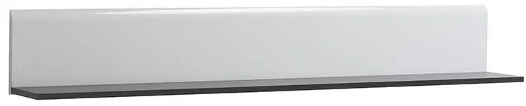 Ράφι τοίχου Enzo ZP Λευκό - Black Grey Wood - Λευκή Λάκα 153*19.5*19 εκ. 153x19.5x19 εκ.