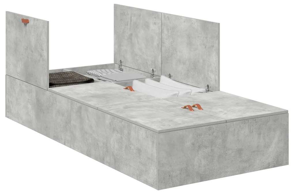 vidaXL Κρεβάτι αποθήκευσης  Concrete Grey, 75x190 cm, από επεξεργασμένο ξύλο.