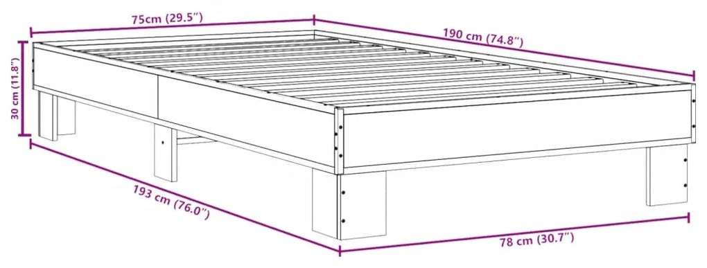 ΠΛΑΙΣΙΟ ΚΡΕΒΑΤΙΟΥ ΚΑΦΕ ΔΡΥΣ 75X190 ΕΚ. ΕΠΕΞ. ΞΥΛΟ &amp; ΜΕΤΑΛΛΟ 845881