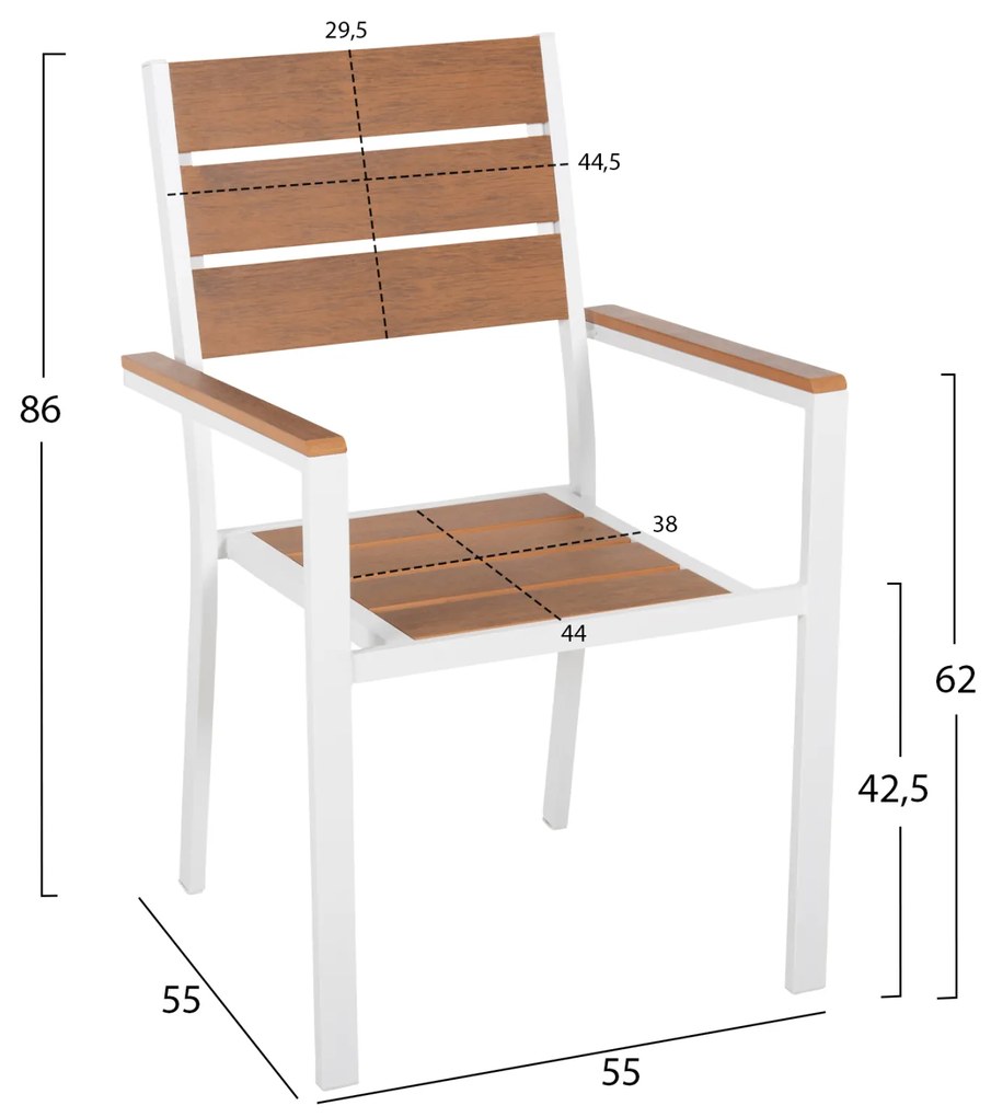 ΠΟΛΥΘΡΟΝΑ ΑΛΟΥΜΙΝΙΟΥ SAGA HM5981.01 ΛΕΥΚΗ-POLYWOOD ΣΕ ΦΥΣΙΚΟ 55x55x86Υεκ.