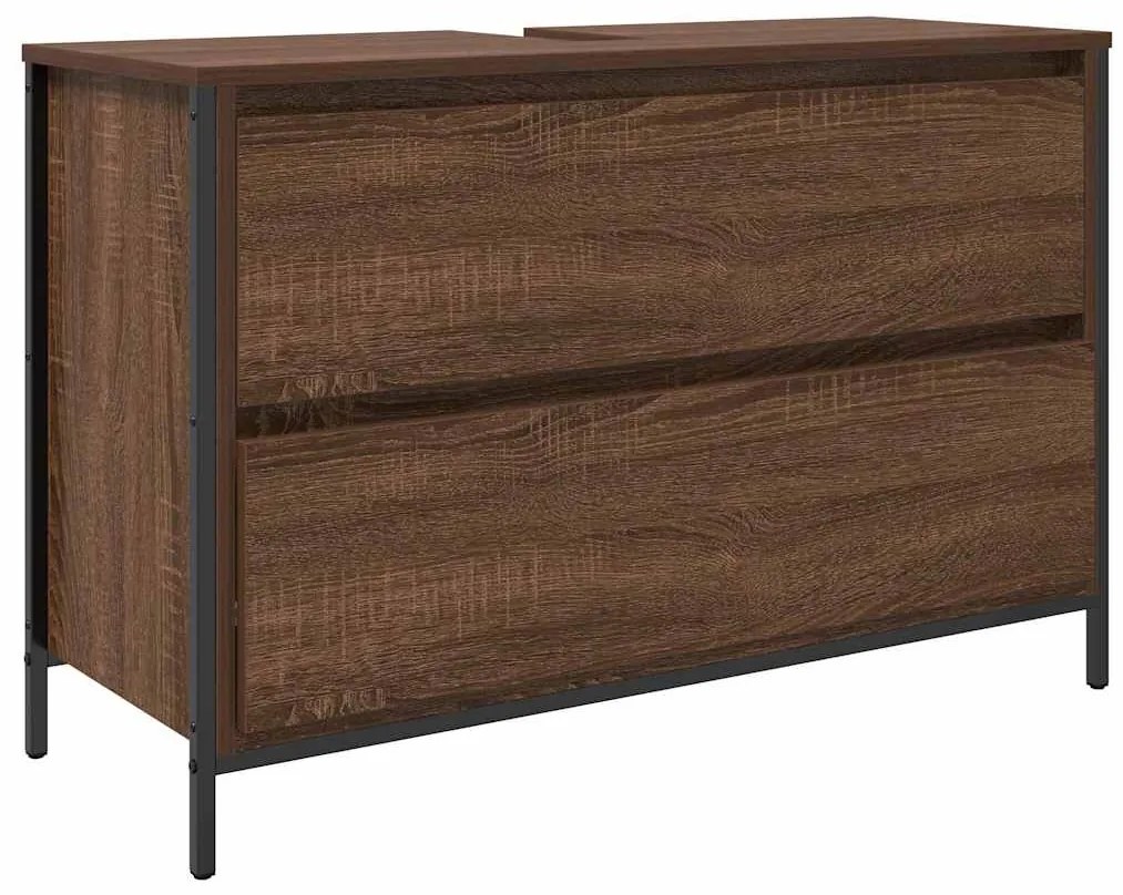 vidaXL Σετ Επίπλων Μπάνιου με ράφι 3 pcs Καφέ δρυς 90 x 34.5 x 60 εκ