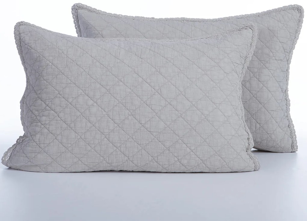 Ζεύγος Μαξιλαροθήκες Καπιτονέ (52x72) Nef-Nef Homeware Serenity Bruno Silver