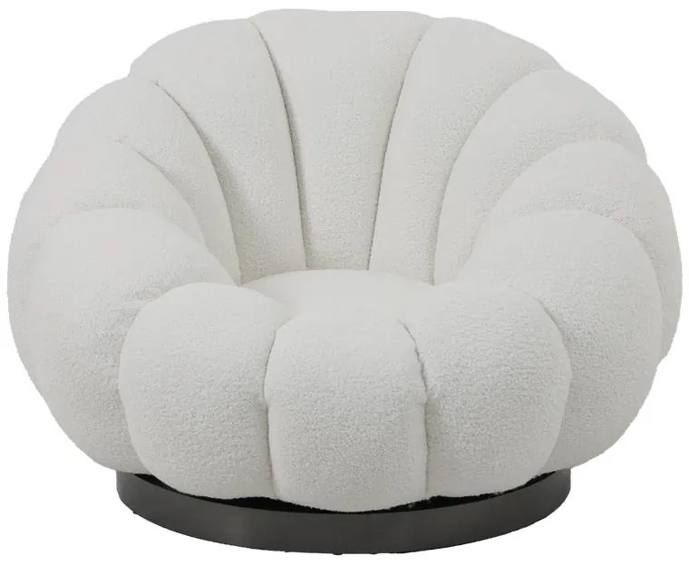 Πολυθρόνα περιστρεφόμενη με σκαμπό Nester μπουκλέ ύφασμα σε λευκή απόχρωση 98x97x69εκ 98x97x69 εκ.